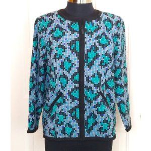 Bob Mackie Zip Front Microfiber Pixel Prin…